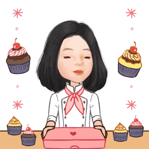 Girl Holding Box Of Cupcakes Sticker