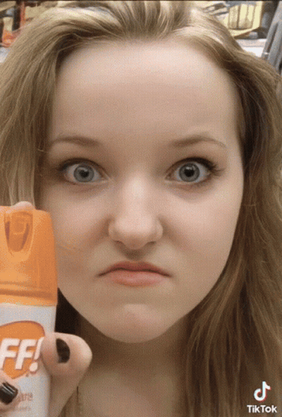 Girl Holding Bug Spray FF GIF