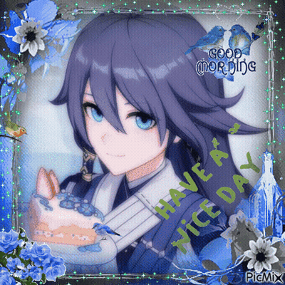 Girl Holding Cake Saying Good Morning Have a Nice Day