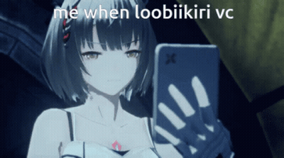 Girl Holding Cell Phone Saying Me When Loobiikiri Vc GIF