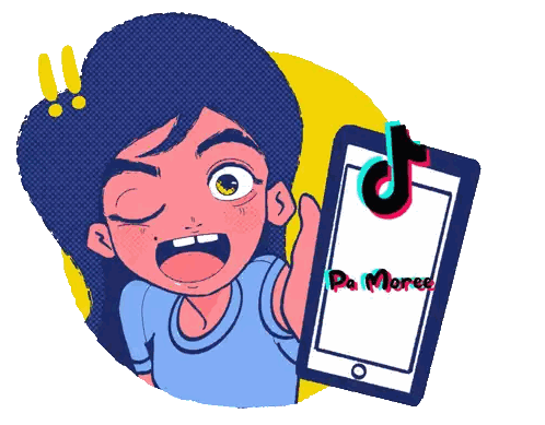 Girl Holding Cell Phone Saying Pa Moree Sticker