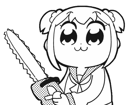 Girl Holding Chainsaw Black And White Sticker