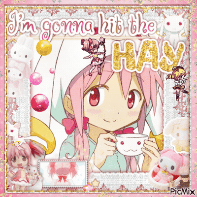 Girl Holding Cup Saying I'm Gonna Hit The Hay GIF