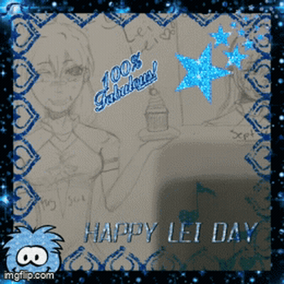 Girl Holding Cupcake Saying Happy Lei Day GIF