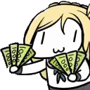 Girl Holding Fan Of Money Sticker