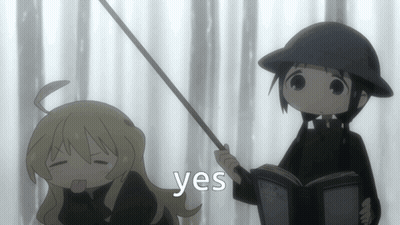 Girl Holding Fishing Rod Next To Girl Reading Book GIF
