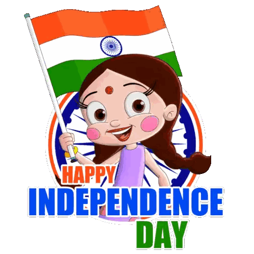 Girl Holding Flag Happy Independence Day Sticker