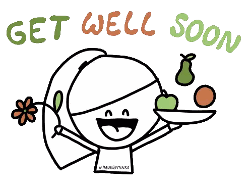 Girl Holding Fruit Plate Get Well Soon Sticker