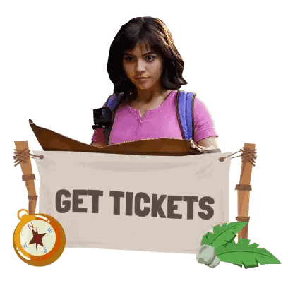 Girl Holding Get Tickets Sign Sticker
