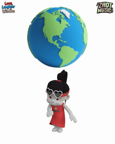 Girl Holding Globe With Love Laughter Wisdom GIF