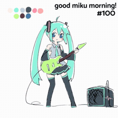Girl Holding Guitar Saying Good Miku Morning GIF