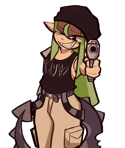 Girl Holding Gun Wearing Kayaks Shirt Sticker