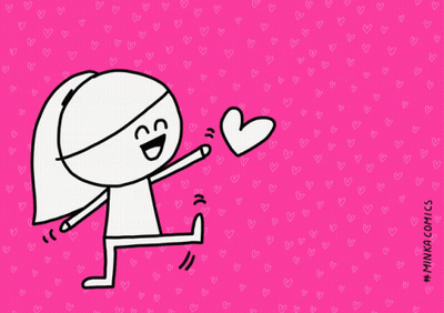 Girl Holding Heart On Pink Background #Minimcomics GIF