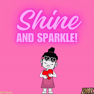 Girl Holding Heart Saying Shine Sparkle GIF
