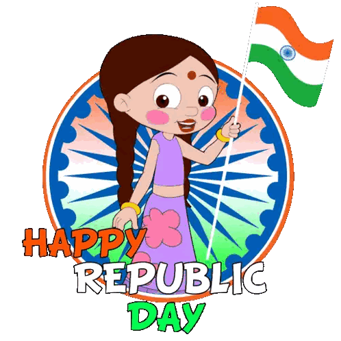 Girl Holding Indian Flag Happy Republic Day Sticker