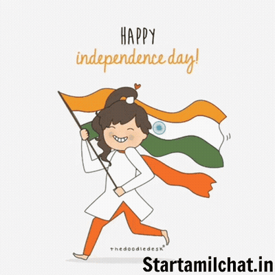 Girl Holding Indian Flag Saying Happy Independence Day GIF