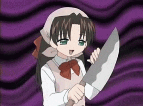 Girl Holding Large Knife GIF