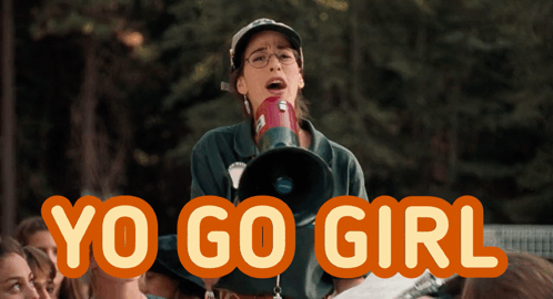 Girl Holding Megaphone Saying Yo Go Girl GIF