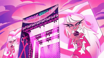 Girl Holding Microphone Near Coming Soon Sign GIF