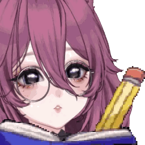 Girl Holding Pencil Pixel Art Sticker