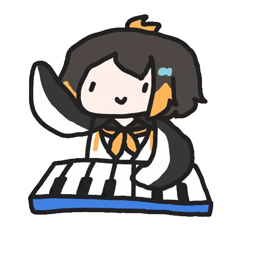 Girl Holding Penguin On Piano Sticker