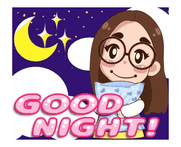 Girl Holding Pillow Good Night Sticker