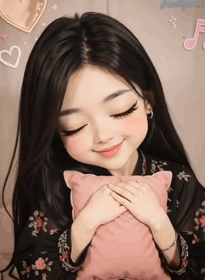 Girl Holding Pink Pillow On Chest GIF