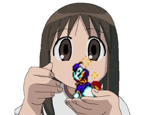 Girl Holding Pixelated Mario Sticker