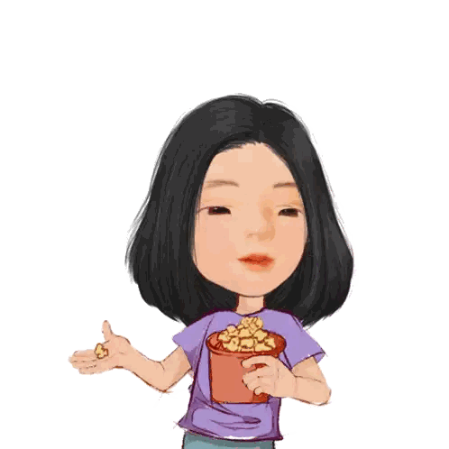 Girl Holding Popcorn Bucket Sticker