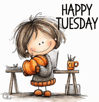 Girl Holding Pumpkin Happy Tuesday GIF