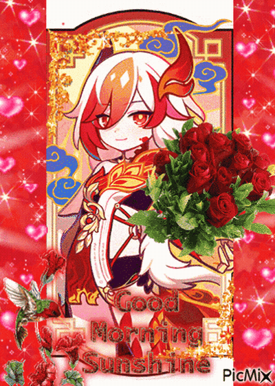 Girl Holding Red Roses Good Morning Sunshine GIF
