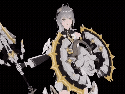 Girl Holding Shield and Sword