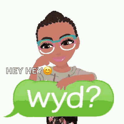 Girl Holding Speech Bubble Saying Hey Hey Wyd GIF