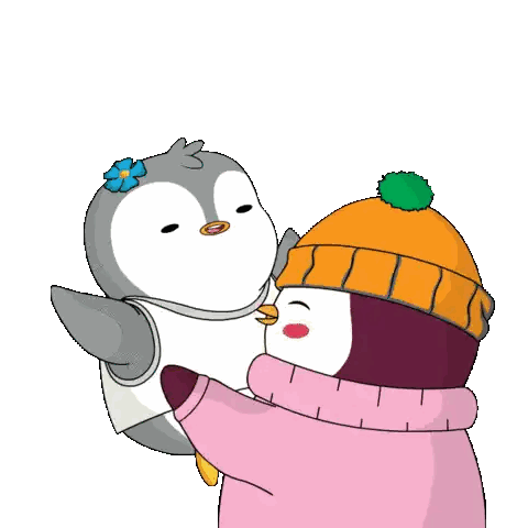 Girl Holding Stuffed Penguin Sticker
