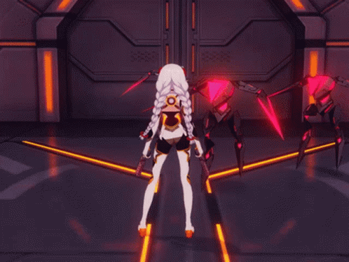 Girl Holding Sword And Shield GIF