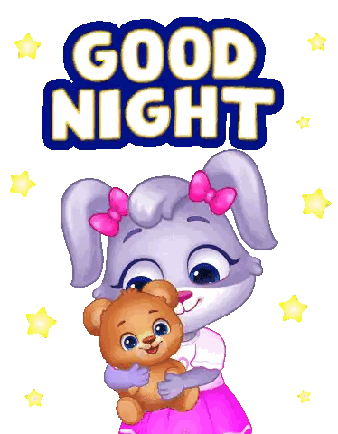 Girl Holding Teddy Bear Good Night Sticker