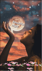 Girl Holding The Full Moon Linda Noche GIF