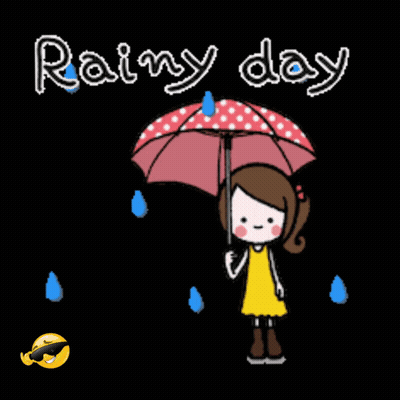 Girl Holding Umbrella Rainy Day GIF