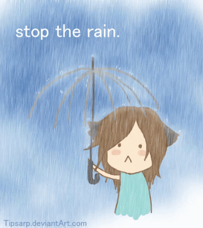 Girl Holding Umbrella Saying Stop The Rain GIF