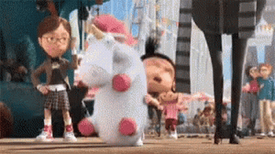 Girl Holding Unicorn Stuffed Animal Despicable Me GIF