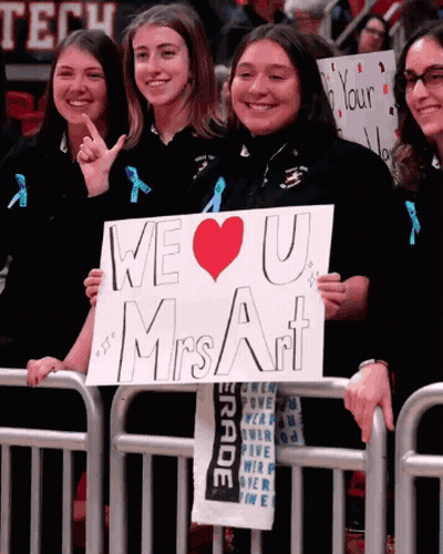 Girl Holding We Love U Mrs Art Sign