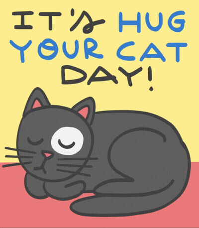 Girl Hugging Black Cat With Blue Eyes GIF