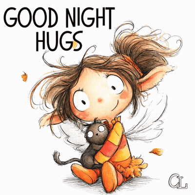 Girl Hugging Cat Saying Good Night Hugs GIF
