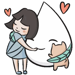 Girl Hugging Cat With Heart Sticker