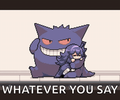 Girl Hugging Purple Monster Saying Whatever GIF