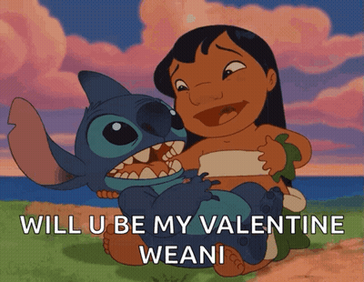 Girl Hugging Stitch Will U Be My Valentine Weani GIF