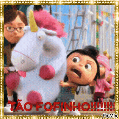 Girl Hugging Stuffed Unicorn Saying Esmaaaga GIF