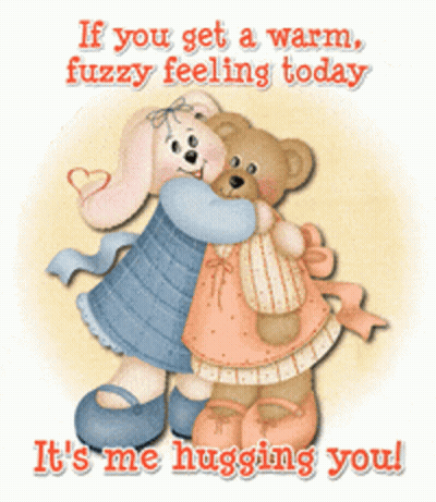Girl Hugging Teddy Bear Saying Warm Fuzzy Feeling GIF