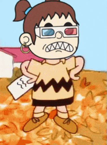 Girl In 3D Glasses Holding Paper GIF