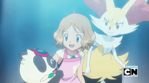 Girl In Apron With Panda And Fox And CN Logo GIF